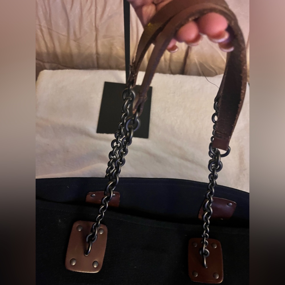 Bottega Veneta Black Tote with Brown Handles - Picture 10 of 11